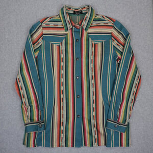Rhondas Ranch Shirt Womens XL Native Aztec Western Cowgirl Button Up Striped